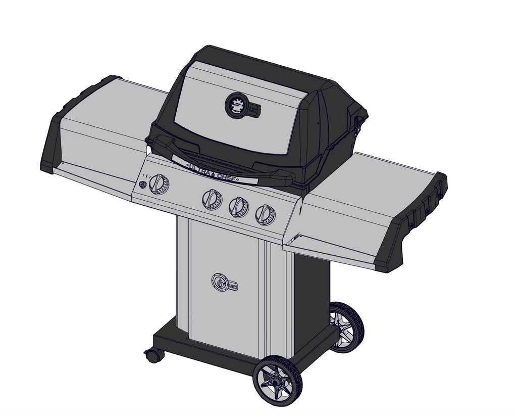 Ultra Chef 405 Propane Gas Grill with Rear Burner, Stainless Steel