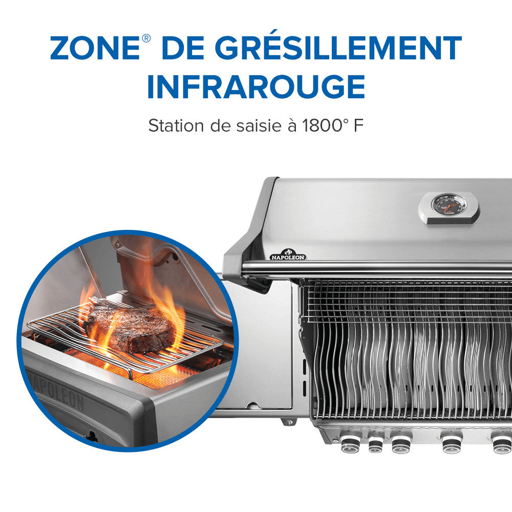 Rogue® PRO 625 Propane Gas Grill with Infrared Side Burner, Stainless Steel