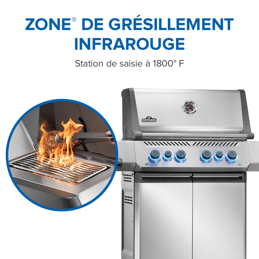 Prestige® 500 Natural Gas Grill with Infrared Side and Rear Burner, Stainless Steel