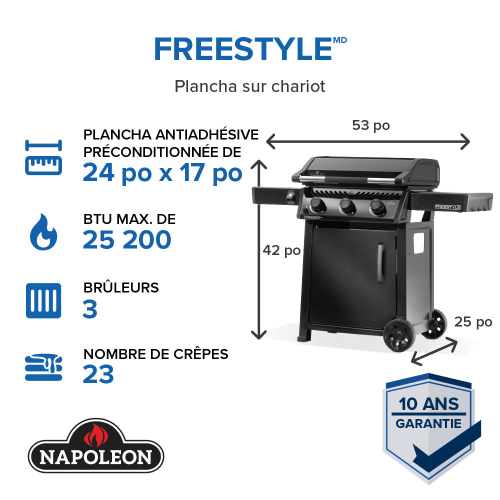 Freestyle™ 24 Inch Pre-seasoned Non-Stick Griddle, Propane