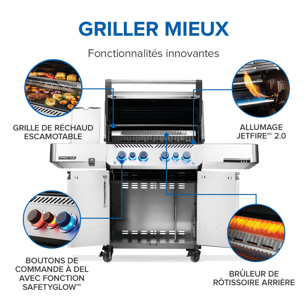 Prestige® 500 Natural Gas Grill with Infrared Side and Rear Burner, Stainless Steel
