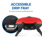 TravelQ™ 285 Portable Propane Gas Grill with Griddle, Red