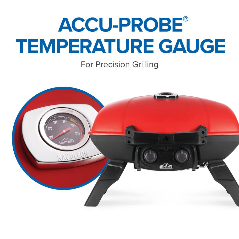 TravelQ™ 285 Portable Propane Gas Grill with Griddle, Red