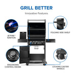 Rogue® 425 Natural Gas Grill with Range Side Burner, Black