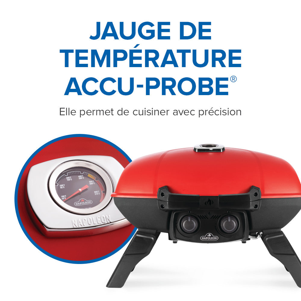 TravelQ™ 285 Portable Propane Gas Grill with Griddle, Red