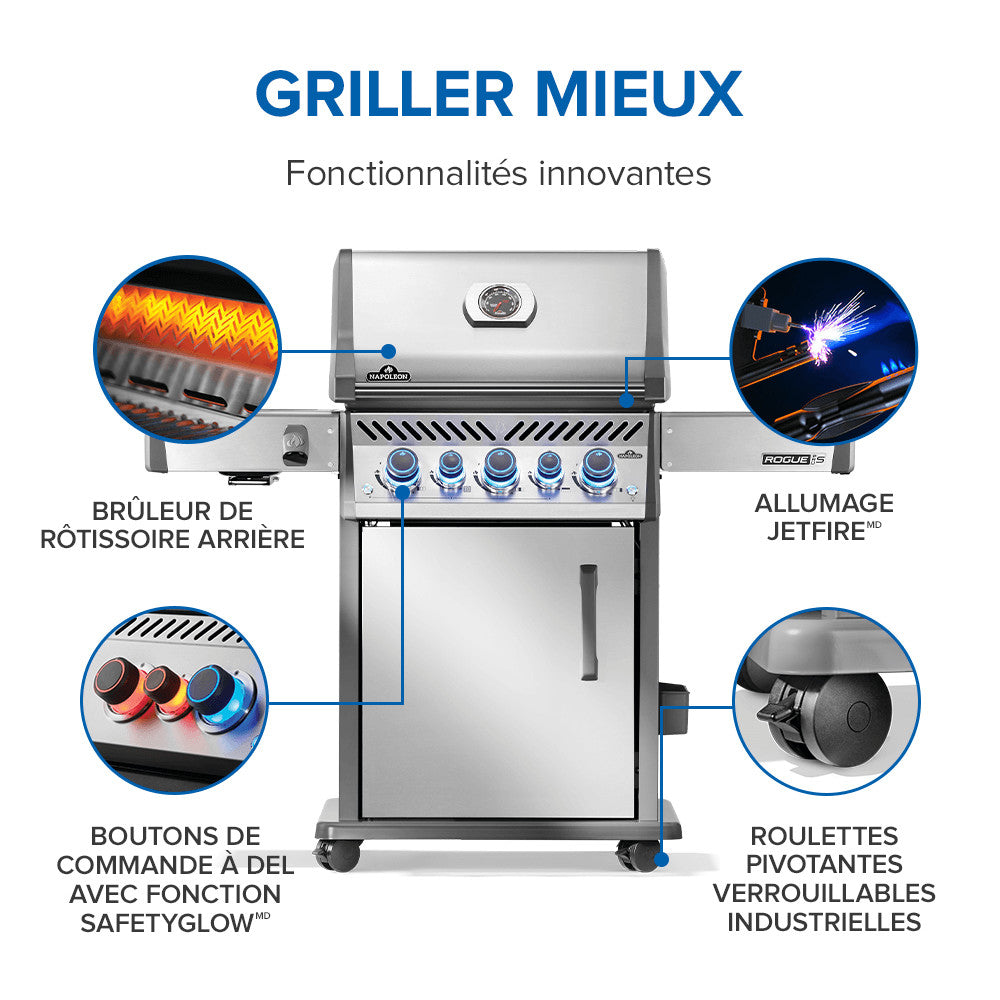 Rogue® PRO-S 425 Propane Gas Grill with Infrared Side and Rear Burners, Stainless Steel