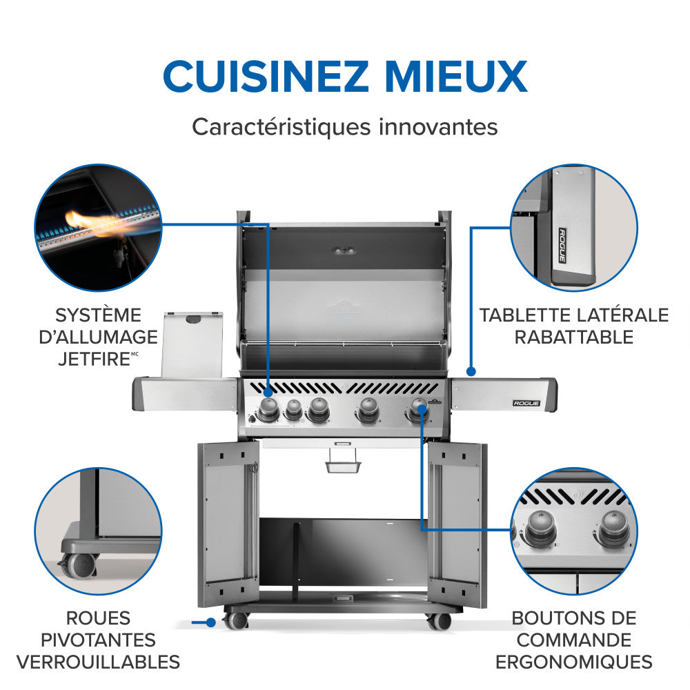 Rogue® 525 Natural Gas Grill with Range Side Burner, Stainless Steel