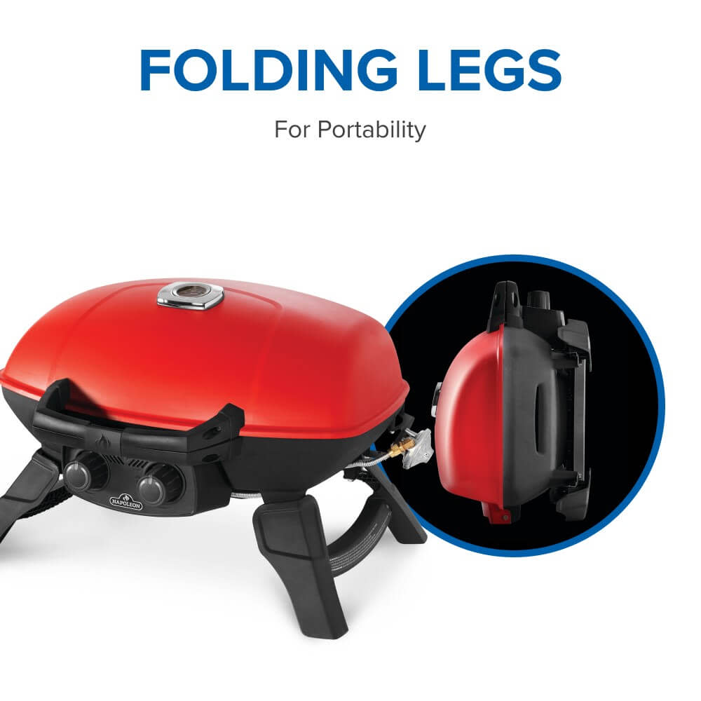 TravelQ™ 285 Portable Propane Gas Grill with Griddle, Red