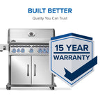 Rogue® PRO-S 625 Natural Gas Grill with Infrared Side and Rear Burners, Stainless Steel