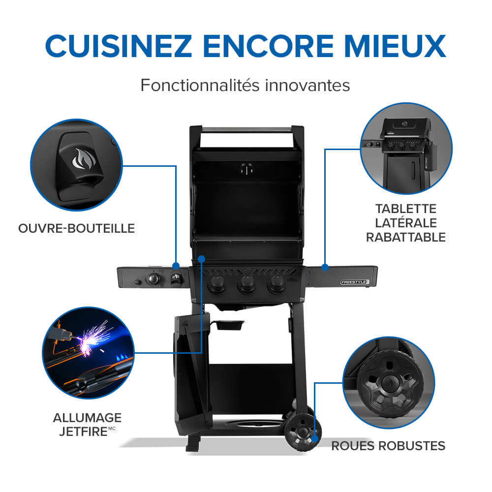 Freestyle™ PRO 365 Propane Gas Grill with Infrared Side Burner, Matte Black