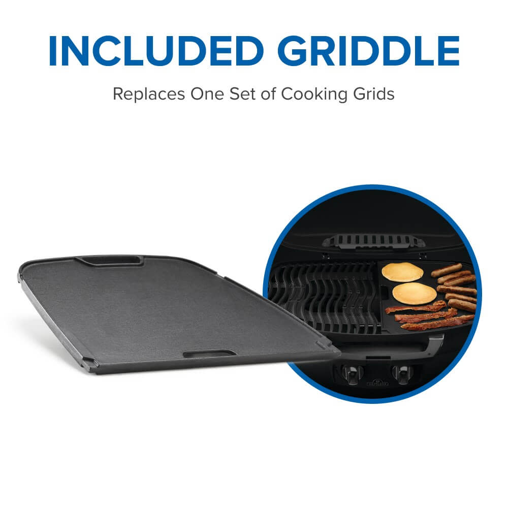 TravelQ™ 285 Portable Propane Gas Grill with Griddle, Red
