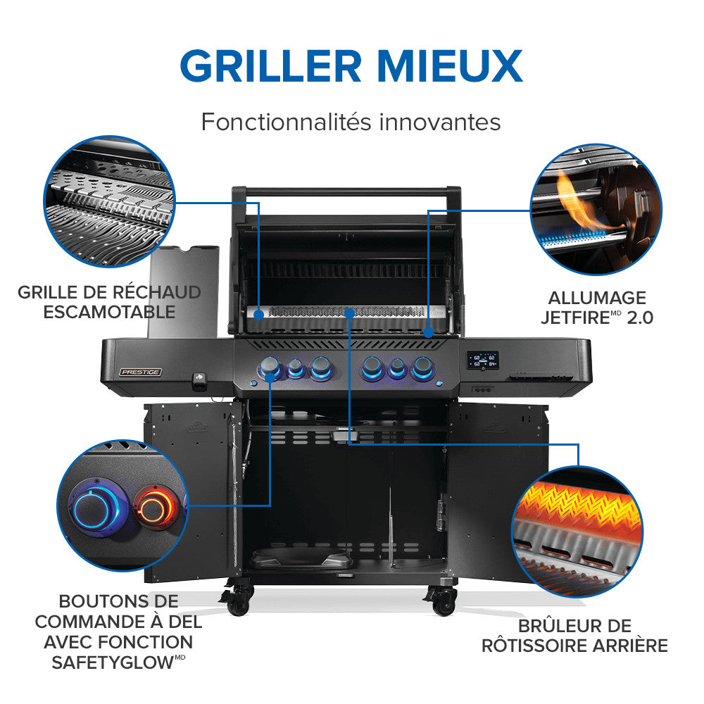 Phantom Prestige® 500 Connected, Propane Gas Grill with Infrared Side and Rear Burner, Matte Black