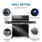 Rogue® PRO 625 Propane Gas Grill with Infrared Side Burner, Black