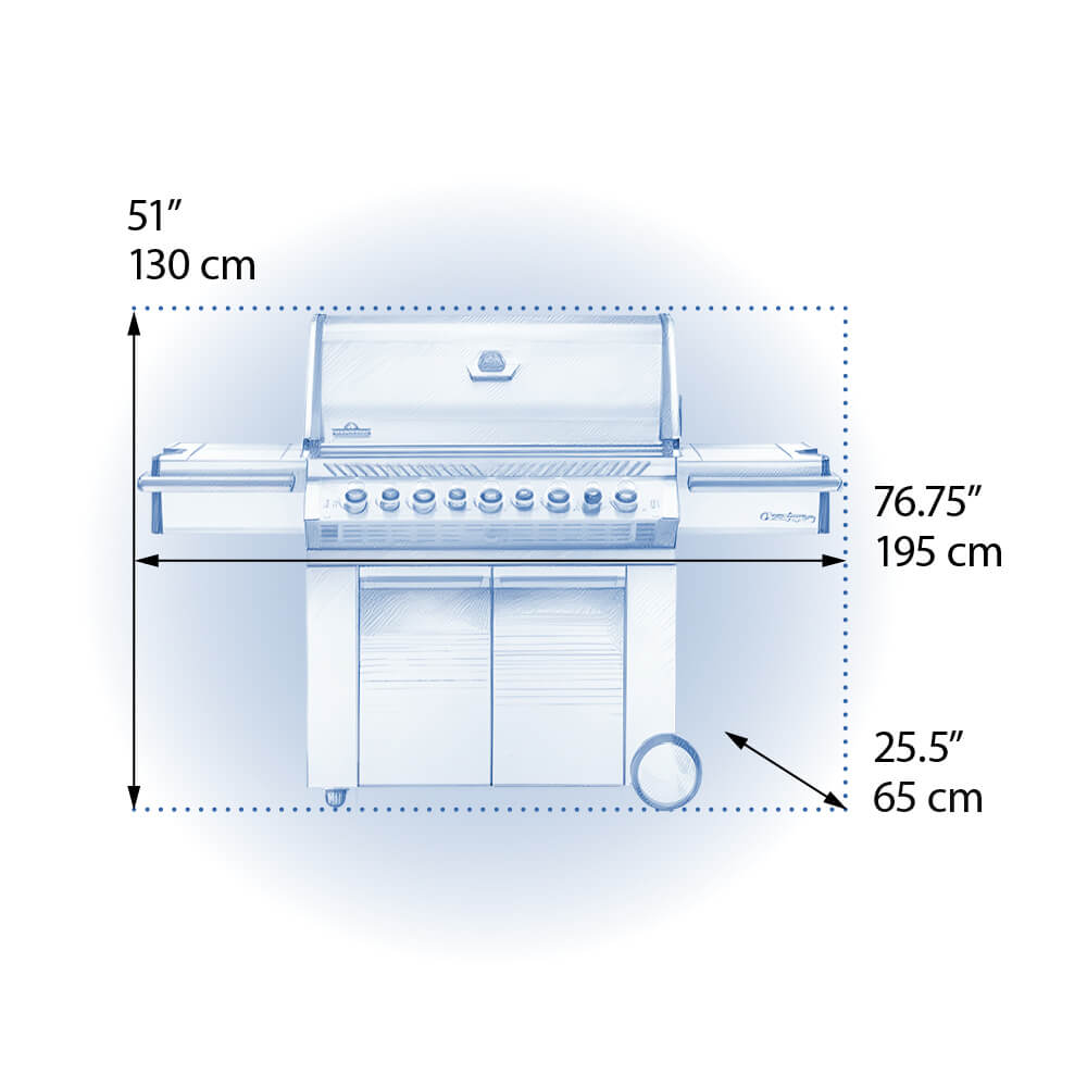 Prestige® PRO 665 Propane Gas Grill with Infrared Rear and Side Burners, Stainless Steel
