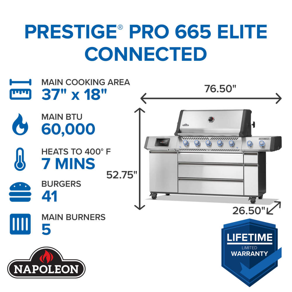Prestige® PRO 665 Elite Natural Gas Grill with Smart Technology & Electric Smoker Box