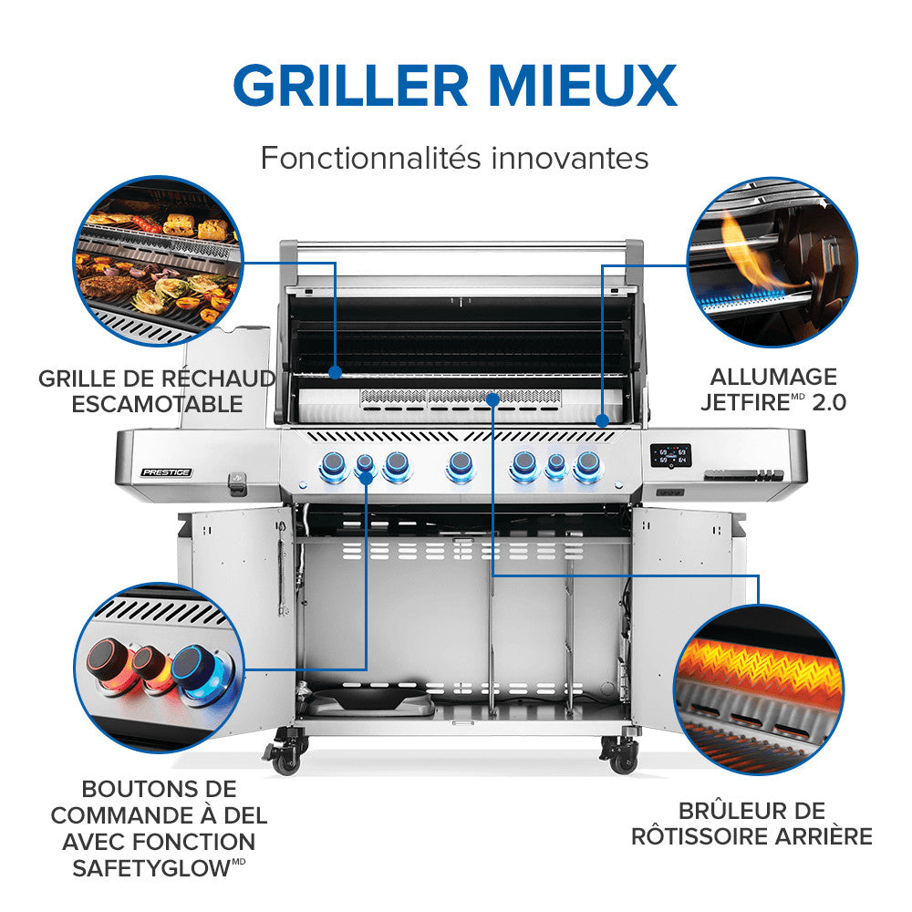 Prestige® 665 Connected, Propane Grill with Infrared Side and Rear Burner, Stainless Steel