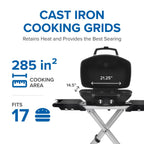 TravelQ™ PRO285X Portable Propane Gas Grill with Scissor Cart, Black