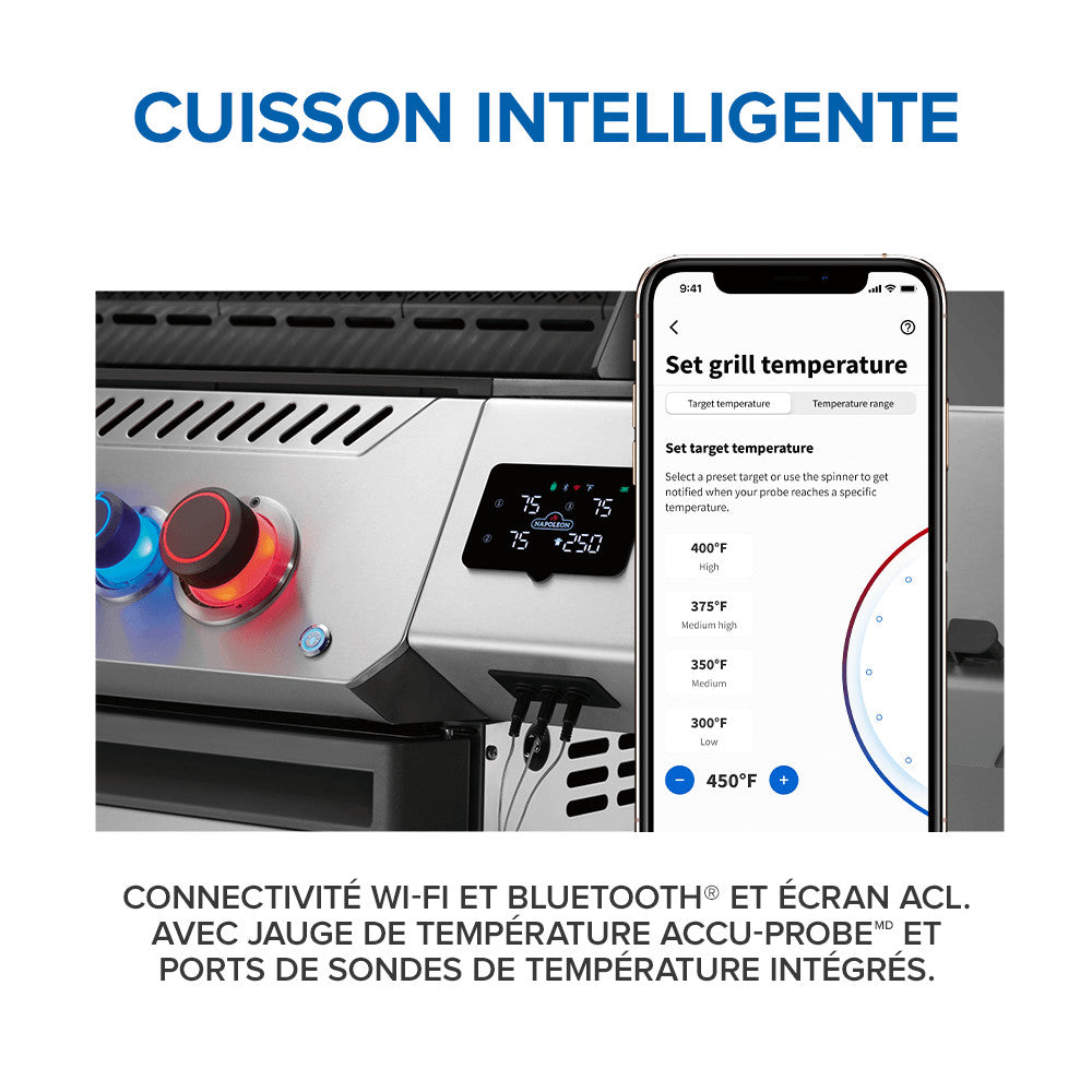 Prestige® 500 Connected, Propane Grill with Infrared Side and Rear Burner, Stainless Steel