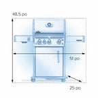 Rogue® PRO 425 Propane Gas Grill with Infrared Side Burner, Stainless Steel