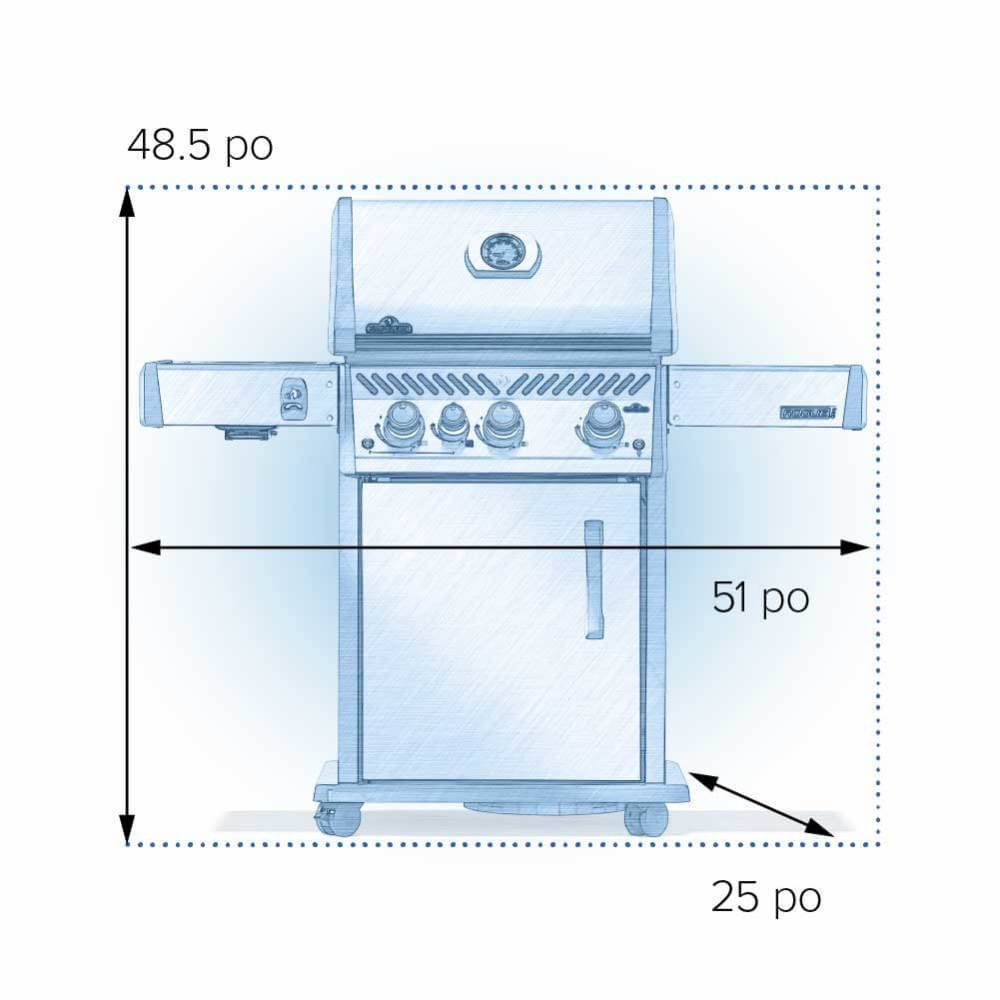 Rogue® PRO 425 Propane Gas Grill with Infrared Side Burner, Stainless Steel