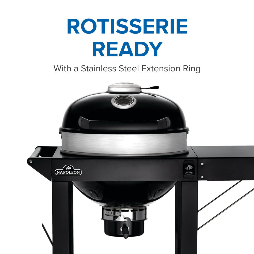 PRO22 Charcoal Kettle Grill, Black with Cart