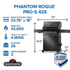 Phantom Rogue® PRO-S 425 Natural Gas Grill with Infrared Side and Rear Burners, Matte Black