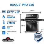 Rogue® PRO 525 Propane Gas Grill with Infrared Side Burner, Black