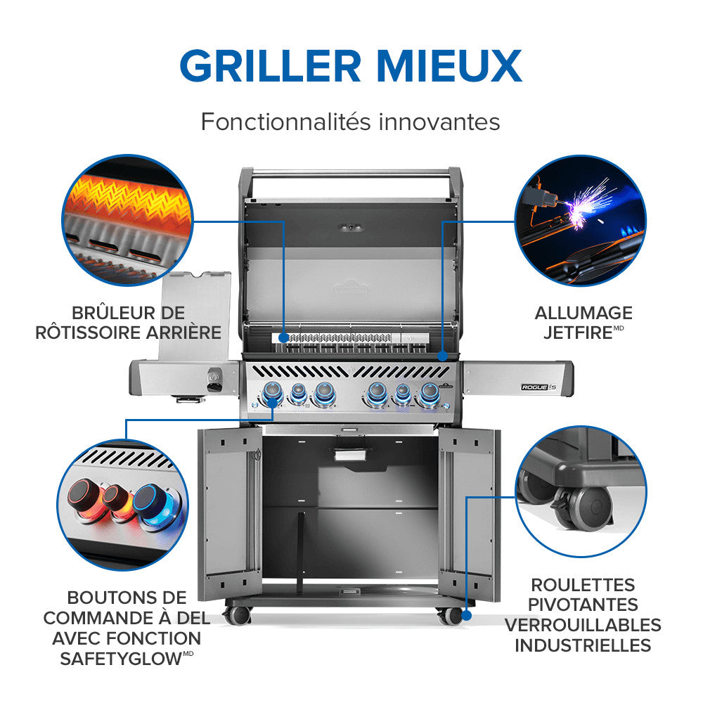 Rogue® PRO-S 525 Propane Gas Grill with Infrared Side and Rear Burners, Stainless Steel