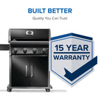 Rogue® 525 Natural Gas Grill, Black, Stainless Steel Grids