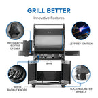 Rogue® PRO 525 Propane Gas Grill with Infrared Side Burner, Black