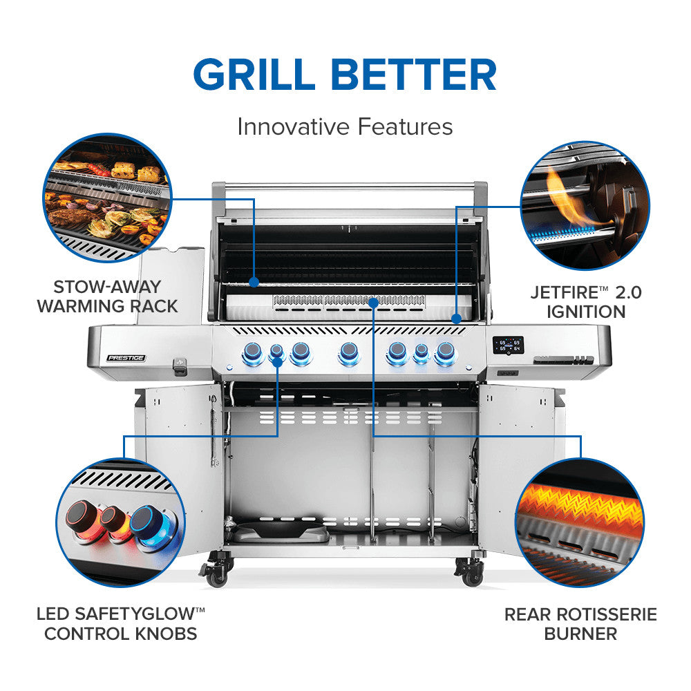 Prestige® 665 Connected, Propane Grill with Infrared Side and Rear Burner, Stainless Steel
