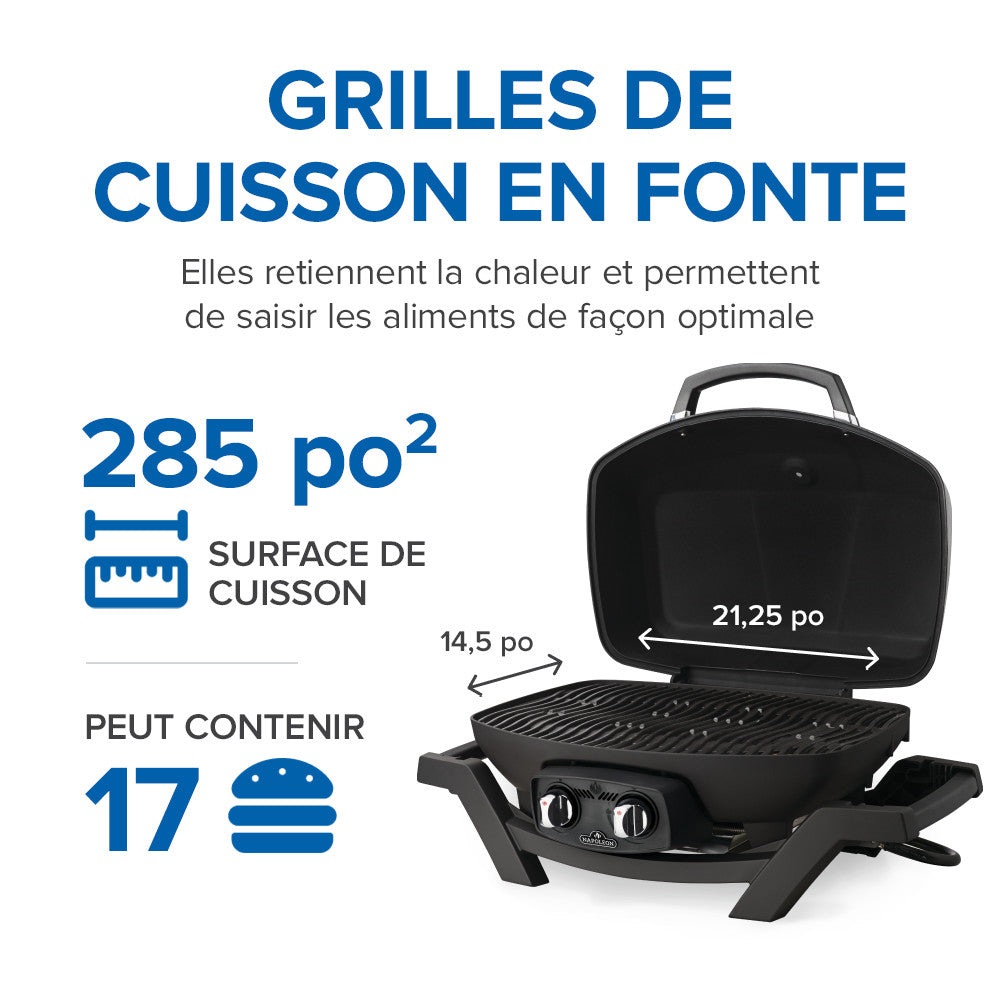 TravelQ™ PRO285 Portable Propane Gas Grill, Black