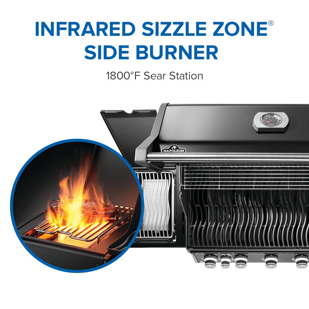 Rogue® PRO 625 Propane Gas Grill with Infrared Side Burner, Black