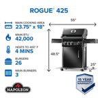 Rogue® 425 Natural Gas Grill with Range Side Burner, Black