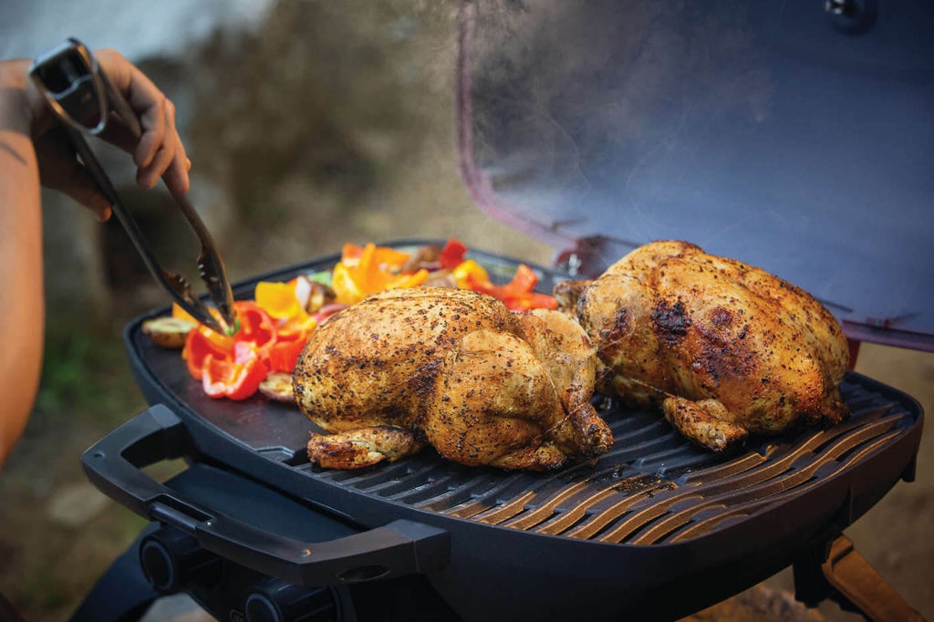 TravelQ™ 285 Portable Propane Gas Grill with Griddle, Red