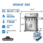 Rogue® 525 Propane Gas Grill, Stainless Steel