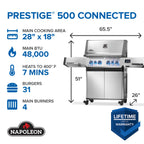 Prestige® 500 Connected, Propane Grill with Infrared Side and Rear Burner, Stainless Steel
