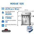 Rogue® 525 Propane Gas Grill, Stainless Steel