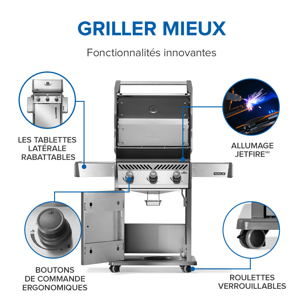 Rogue® 425 Propane Gas Grill, Stainless Steel