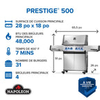 Prestige® 500 Natural Gas Grill with Infrared Side and Rear Burner, Stainless Steel
