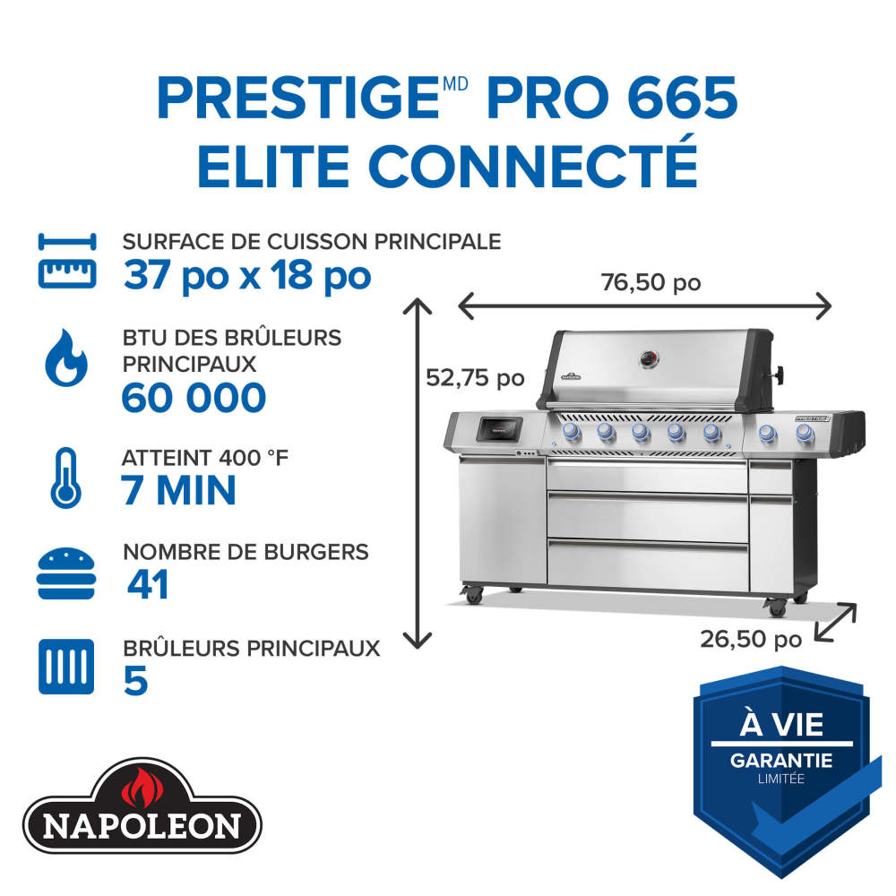 Prestige® PRO 665 Elite Natural Gas Grill with Smart Technology & Electric Smoker Box