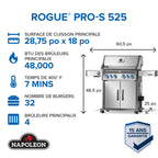 Rogue® PRO-S 525 Propane Gas Grill with Infrared Side and Rear Burners, Stainless Steel