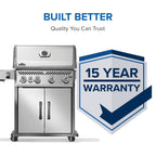 Rogue® PRO 525 Propane Gas Grill with Infrared Side Burner, Stainless Steel