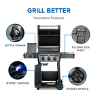 Freestyle™ 365 Propane Gas Grill with Range Side Burner, Graphite Grey