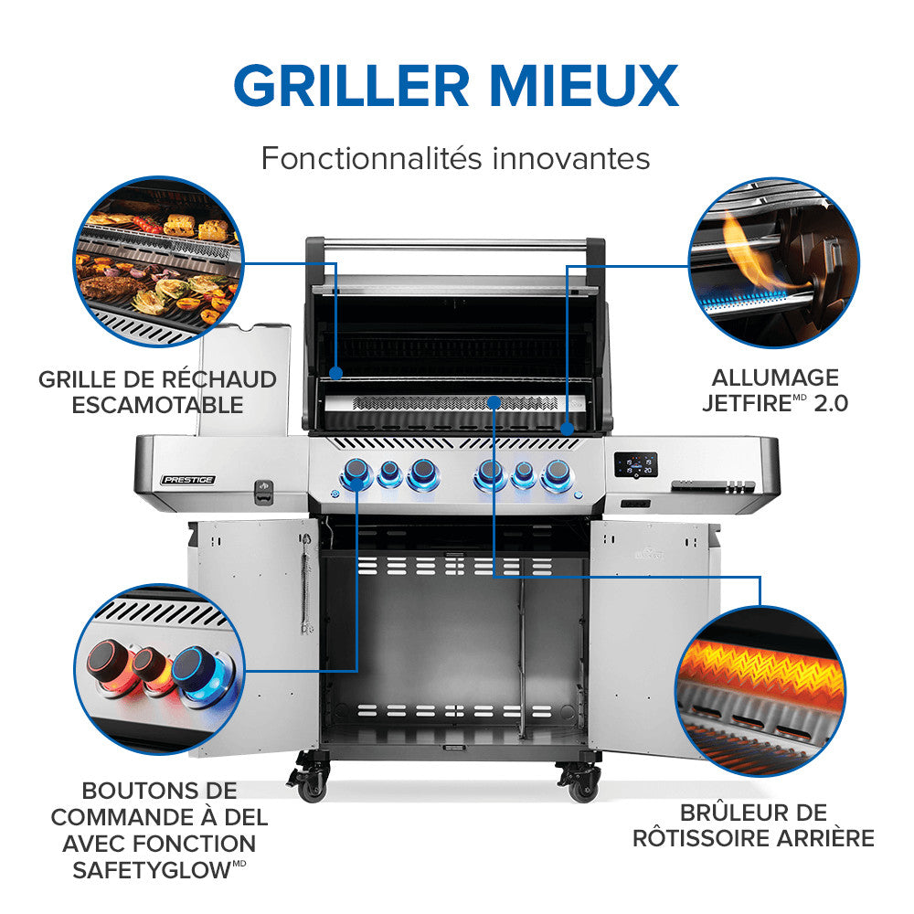 Prestige® 500 Connected, Propane Grill with Infrared Side and Rear Burner, Stainless Steel