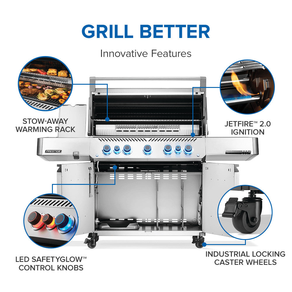 Prestige® 665 Natural Gas Grill with Infrared Side and Rear Burner, Stainless Steel