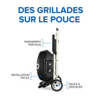 TravelQ™ PRO285X Portable Propane Gas Grill with Scissor Cart, Black