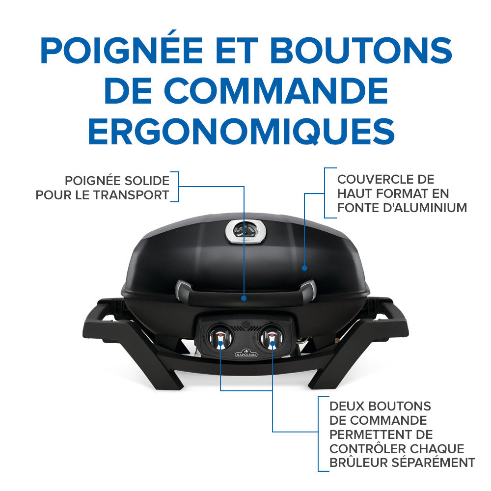 TravelQ™ PRO285 Portable Propane Gas Grill, Black