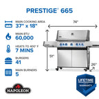 Prestige® 665 Natural Gas Grill with Infrared Side and Rear Burner, Stainless Steel