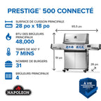 Prestige® 500 Connected, Propane Grill with Infrared Side and Rear Burner, Stainless Steel